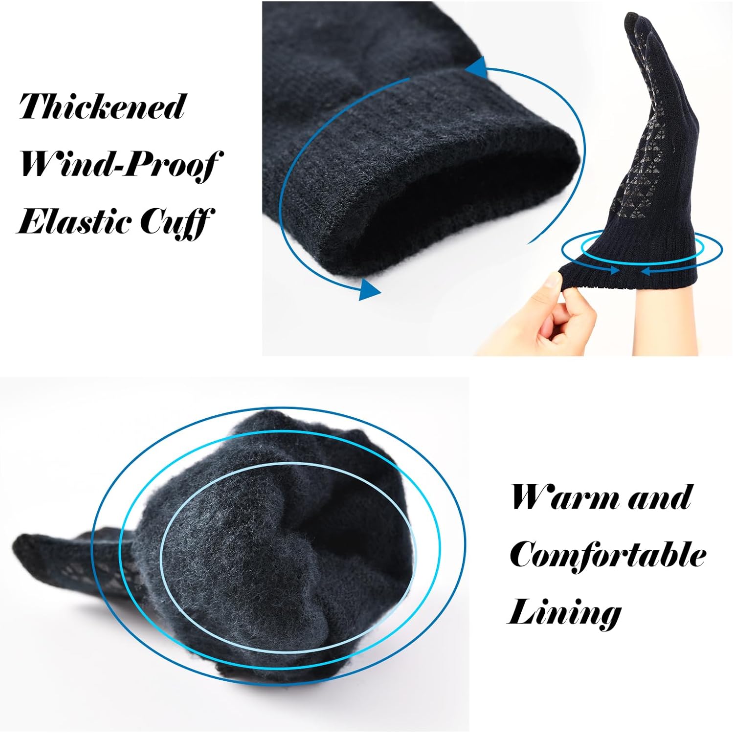 Ymomode Winter Gloves for Men Women 2 Pairs Upgraded Touch Screen Cold Weather Thermal Warm Knit Glove for Running Driving - Image 4